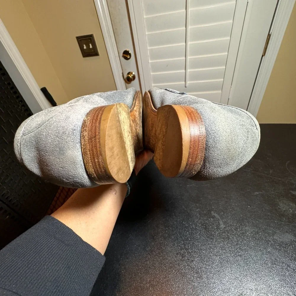 Gucci size 10 blue/grey suede horsebit slipon loafer shoes